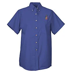 Soil Release Button Down SS Poplin Shirt - Ladies'