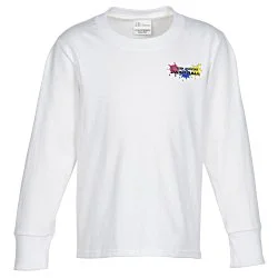 Everyday Cotton LS T-Shirt - Youth - White - Embroidered