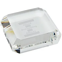 Beveled Crystal Paperweight - Square