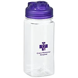 PolySure Squared-Up Water Bottle with Flip Lid - 16 oz. - Clear