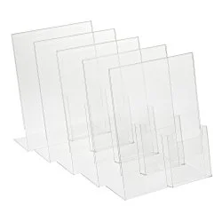 Clear Sign Holder with Brochure Pocket - 10-3/4" x 8-1/2" - Pack of 5