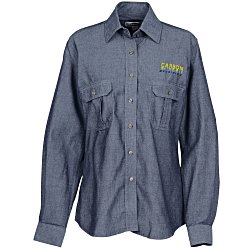 Chambray Roll Sleeve Double Pocket Shirt - Ladies'
