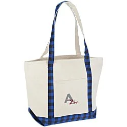 Buffalo Plaid Boat Tote - Embroidered