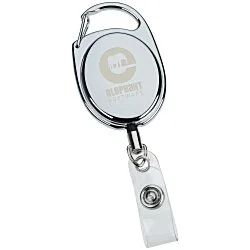 Metal Clip-On Retractable Badge Holder - Laser Engraved