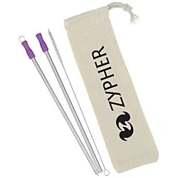 Stainless Straw Set in Cotton Pouch - 2 Pack