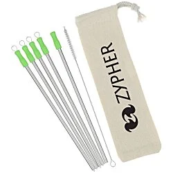 Stainless Straw Set in Cotton Pouch - 5 Pack