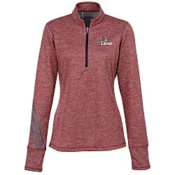 adidas 3 Stripe Brushed Heather 1/4-Zip Pullover - Ladies'