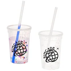 Rainbow Confetti Mood Cup with Straw - 16 oz.