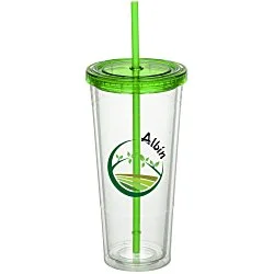 Double Wall Tumbler with Straw - 24 oz. - Full Colour