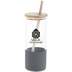 Shanti Glass Tumbler with Bamboo Lid and Straw - 17 oz.