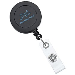 Royal Blue Round Badge Reel With Key Ring And Slide Clip - IDenticard Canada