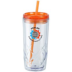 Refresh Simplex Tumbler with Straw - 16 oz. - Clear - Full Colour