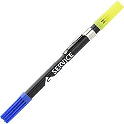 Dri Mark Double Header Pen/Highlighter- Closeout Black Barrel - Blue Ink