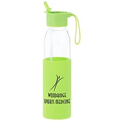 Glass Bottle with Flip Straw Lid - 20 oz.