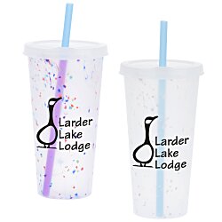 Rave Rainbow Confetti Mood Tumbler with Lid and Straw - 26 oz.