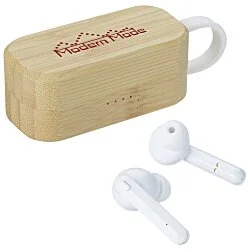 True Wireless Earbuds with Bamboo Charging Case - Closeout