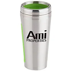 Dual Grip Travel Tumbler - 15 oz - Silver - Closeout Colour
