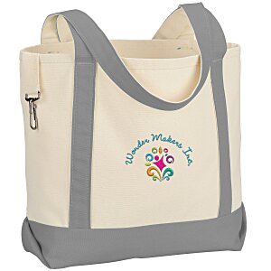 Two-Tone Accent Gusseted Tote Bag - Embroidered Main Image