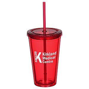 Coloured Double Wall Tumbler with Straw - 16 oz. Main Image