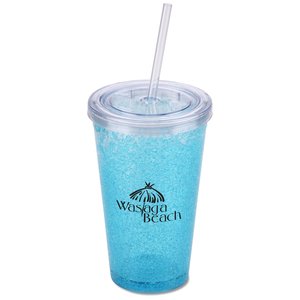 Crackled Frosty Tumbler with Straw - Closeout Main Image