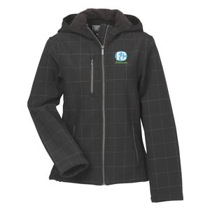 Cabrillo Plaid Soft Shell Hooded Jacket - Ladies' - Closeout Main Image