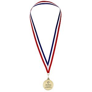 Antique Finish Medal with Red, White & Blue Ribbon Main Image