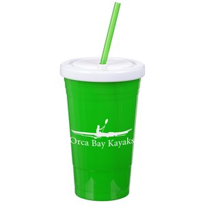 Reusable Party Tumbler with Straw - Closeout Main Image