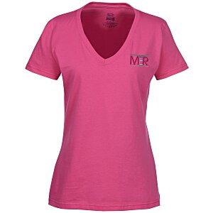 Fruit of the Loom HD V-Neck Tee - Ladies' - Embroidered - Colours Main Image
