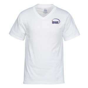 Fruit of the Loom HD V-Neck Tee - Embroidered - White Main Image