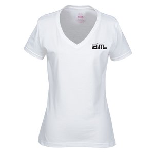 Fruit of the Loom HD V-Neck Tee - Ladies' - Screen - White Main Image