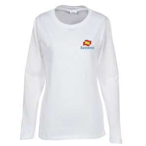 Gildan Heavy Cotton LS T-Shirt - Ladies' - Embroidered - White Main Image