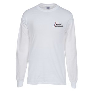 Gildan Heavy Cotton LS T-Shirt - Men's - Embroidered - White Main Image
