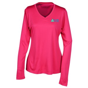 Pro Team Wicking V-Neck Long Sleeve Tee - Ladies' - Embroidered Main Image