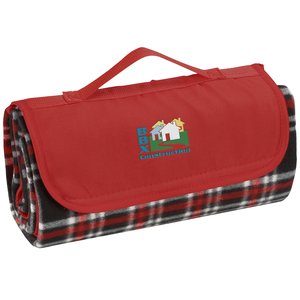Roll-Up Blanket - Black/Red Plaid with Red Flap Main Image