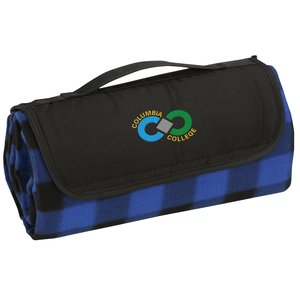 Roll-Up Blanket - Blue/Black Plaid with Black Flap Main Image