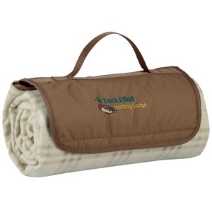 Roll-Up Blanket - Brown/Beige Plaid with Brown Flap Main Image