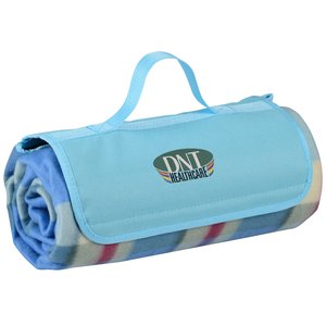 Roll-Up Blanket - Light Blue/Blue Plaid with Blue Flap Main Image