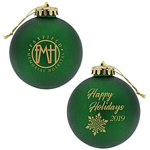 Satin Round Ornament - Snowflake - Happy Holidays Main Image
