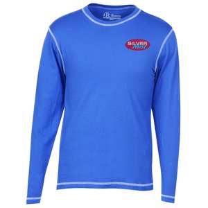 Euro Spun Cotton Contrast Stitch Long Sleeve Tee - Embroidered Main Image
