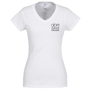 Gildan Softstyle V-Neck T-Shirt - Ladies' - White - Screen Main Image