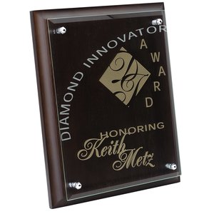 Walnut Finished Plaque with Jade Glass Plate - 10" Main Image