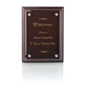 Walnut Finished Plaque with Jade Glass Plate - 8" Main Image