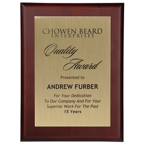 Cherry Finished Wood Plaque with Aluminum Plate - 12" Main Image