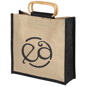 Jute Bag with Bamboo Handle-Closeout Main Image