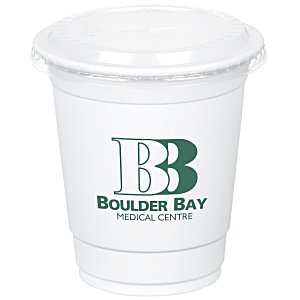 Economy White Plastic Cup with Straw Slotted Lid - 12 oz. Main Image