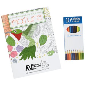 Stress Relieving Adult Colouring Book & Pencils - Nature Main Image