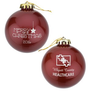 Round Shatterproof Ornament - Merry Christmas Main Image