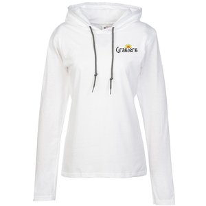 Anvil Ringspun Lightweight Hooded T-Shirt - Ladies' - White - Embroidered Main Image