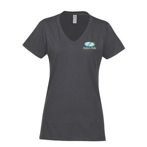 Fruit of the Loom Sofspun V-Neck T-Shirt - Ladies' - Colours - Embroidered Main Image
