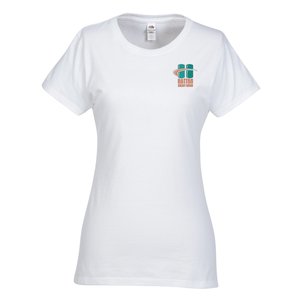 Fruit of the Loom Sofspun T-Shirt - Ladies' - White - Embroidered Main Image